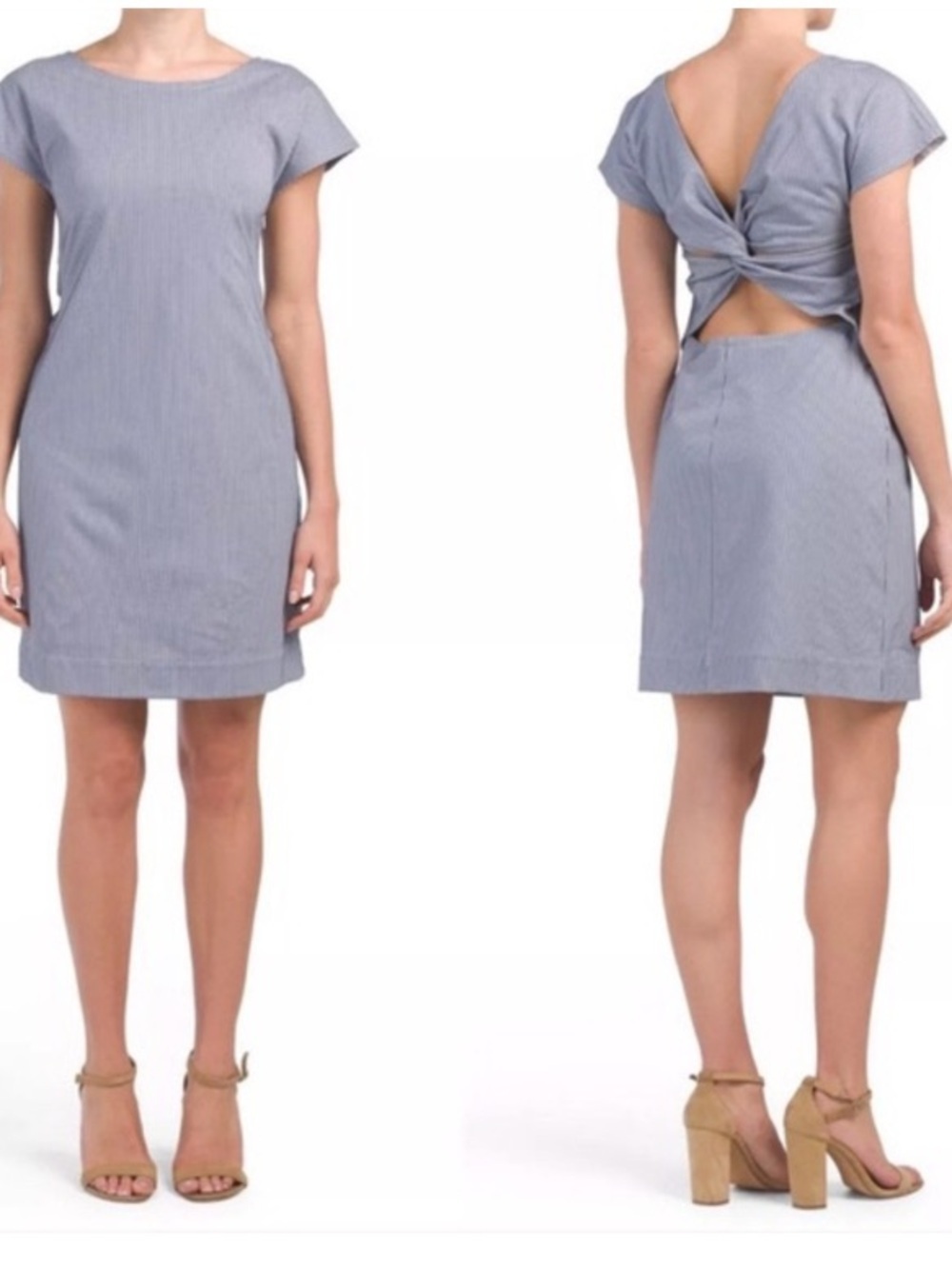 THEORY BLUE WHITE STRIPE SEERSUCKER DRESS